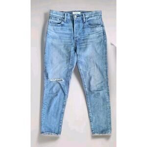 MOUSSY Vintage Jeans Women’s Distressed Mid Rise Button Fly Ankle Tapered sz 27